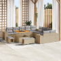 Juego de Sofá de Jardín de 13 Piezas con Cojines Beige Ratán Polivalente Acacia de , Sofás de exterior - Ref: Foro24-3362057,...