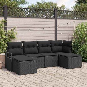 Conjunto de sofá de jardín 6 pcs Negro Poliratán Conjunto de sofá de jardín 6 pcs Negro Poliratán