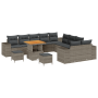 Conjunto de Sofá de Jardín de 13 Piezas con Cojines Gris Poliratán Acacia de , Sofás de exterior - Ref: Foro24-3362063, Preci...