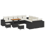 Conjunto de Sofá de Jardín de 13 piezas con cojines Negro Poliratán Acacia de , Sofás de exterior - Ref: Foro24-3362065, Prec...