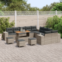 Conjunto de sofá de jardín modular de 14 piezas con cojines gris de ratán poli acacia de , Sofás de exterior - Ref: Foro24-33...