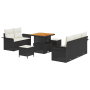 Conjunto de Sofá de Jardín de 8 Piezas con Cojines Negro Poliratán Acacia de , Sofás de exterior - Ref: Foro24-3362075, Preci...