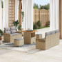 Conjunto de Sofá de Jardín de 8 Piezas con Cojines Beige Ratán Sintético Acacia de , Sofás de exterior - Ref: Foro24-3362077,...