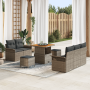Conjunto de Sofá de Jardín de 8 Piezas con Cojines Gris Ratán Sintético Acacia de , Sofás de exterior - Ref: Foro24-3362078, ...
