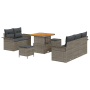 Conjunto de Sofá de Jardín de 8 Piezas con Cojines Gris Ratán Sintético Acacia de , Sofás de exterior - Ref: Foro24-3362078, ...