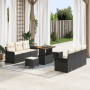 Conjunto de Sofá de Jardín de 9 Piezas con Cojines Ratán Poliratán Negro Acacia de , Sofás de exterior - Ref: Foro24-3362090,...