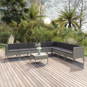 9-piece garden furniture set and gray synthetic rattan cushions by vidaXL, Garden sets - Ref: Foro24-3094462, Price: 798,64 €...