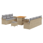 Conjunto de Sofá de Jardín de 10 Piezas con Cojines Beige Poliratán Acacia de , Sofás de exterior - Ref: Foro24-3362097, Prec...