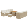 Set de Sofa de Jardín  de 11 Piezas con Cojines Beige Ratán Poliéster Acacia | Foro24.es | Tu tienda online para hogar, jardín y más Foro24.es