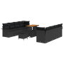 Set de Sofá de Jardín de 11 Piezas con Cojines Ratán Poliéster Negro Acacia | Foro24.es | Tu tienda online para hogar, jardín y más Foro24.es