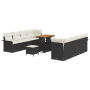 Conjunto de Sofás de Jardín de 11 Piezas con Cojines Ratán Poli Negro Acacia | Foro24.es | Tu tienda online para hogar, jardín y más Foro24.es