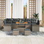 Conjunto de Sofá de Jardín de 10 Piezas con Cojines Gris Ratán de Polietileno Acacia de , Sofás de exterior - Ref: Foro24-336...
