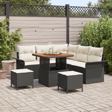 Conjunto de Sofá de Jardín de 8 Piezas con Cojines Negro Poliratán Acacia | Foro24.es | Tu tienda online para hogar, jardín y más Foro24.es