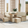 Juego de Sofá de Jardín de 8 Piezas con Cojines Beige Poliratán Acacia | Foro24.es | Tu tienda online para hogar, jardín y más Foro24.es