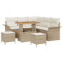 Juego de Sofá de Jardín de 8 Piezas con Cojines Beige de Poliratan Acacia de , Sofás de exterior - Ref: Foro24-3362136, Preci...