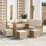 Set de Sofá de Jardín  de 9 Piezas con Cojines Beige Ratán Poliéster Acacia | Foro24.es | Tu tienda online para hogar, jardín y más Foro24.es