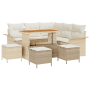 Set de Sofá de Jardín  de 9 Piezas con Cojines Beige Ratán Poliéster Acacia | Foro24.es | Tu tienda online para hogar, jardín y más Foro24.es