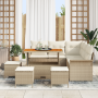 Set de Sofá de Jardín  de 9 Piezas con Cojines Beige Ratán Poliéster Acacia | Foro24.es | Tu tienda online para hogar, jardín y más Foro24.es