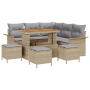 Conjunto de Sofás de Jardín de 9 Piezas con Cojines Beige Ratán Poliéster Acacia de , Sofás de exterior - Ref: Foro24-3362142...