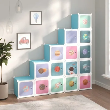 Children's cube shelf with 15 blue PP compartments by vidaXL, Shoe racks and shoe organizers - Ref: Foro24-340576, Price: 76,...
