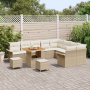 Juego de Sofá de Jardín de 12 Piezas con Cojines Beige Ratán Poliéster de , Sofás de exterior - Ref: Foro24-3362171, Precio: ...
