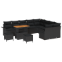 Juego de Sofá de Jardín de 12 Piezas con Cojines Negro Poliratán Acacia de , Sofás de exterior - Ref: Foro24-3362174, Precio:...