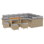 Juego de Sofás de Jardín de 13 Piezas con Cojines Ratán Poliéster Beige Acacia | Foro24.es | Tu tienda online para hogar, jardín y más Foro24.es