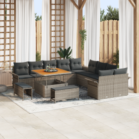 Juego de Sofás de Jardín de 13 Piezas con Cojines Gris Poliratán Acacia de , Sofás de exterior - Ref: Foro24-3362188, Precio:...