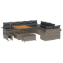 Juego de Sofás de Jardín de 13 Piezas con Cojines Gris Poliratán Acacia de , Sofás de exterior - Ref: Foro24-3362188, Precio:...