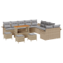 Juego de Sofás para Jardín de 14 Piezas con Cojines Beige Poliratán Acacia de , Sofás de exterior - Ref: Foro24-3362202, Prec...