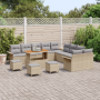 Juego de Sofás para Jardín de 14 Piezas con Cojines Beige Poliratán Acacia de , Sofás de exterior - Ref: Foro24-3362202, Prec...