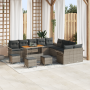 Conjunto de 14 piezas de sofás de jardín con cojines grises de ratán sintético y acacia de , Sofás de exterior - Ref: Foro24-...