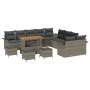 Conjunto de 14 piezas de sofás de jardín con cojines grises de ratán sintético y acacia de , Sofás de exterior - Ref: Foro24-...
