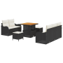Conjunto de Sofá de Jardín de 8 Piezas con Cojines Ratán Poliéster Negro Acacia de , Sofás de exterior - Ref: Foro24-3362205,...