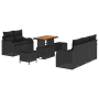 Conjunto de Sofá de Jardín 8 Piezas con Cojines Negros de Poliratán de , Sofás de exterior - Ref: Foro24-3362209, Precio: 548...