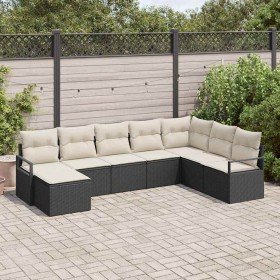 Conjunto de sofá de jardín 8 pcs Negro Poliratán