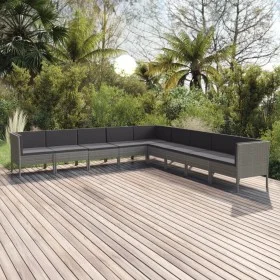 Garden furniture set 9 pieces and gray synthetic rattan cushions by vidaXL, Garden sets - Ref: Foro24-3094466, Price: 807,19 ...