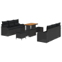 Conjunto de Sofá de Jardín de 9 Piezas con Cojines Negro Poliratán Acacia de , Sofás de exterior - Ref: Foro24-3362219, Preci...