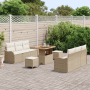 Conjunto de Sofá de Jardín de 9 Piezas con Cojines Beige Ratán Acacia de , Sofás de exterior - Ref: Foro24-3362221, Precio: 6...