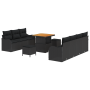 Conjunto de Sofá de Jardín de 10 Piezas con Cojines Ratán Negro Acacia | Foro24.es | Tu tienda online para hogar, jardín y más Foro24.es