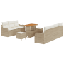 Juego de Sofá de Jardín de 10 piezas con cojines Beige Ratán Poliéster Acacia de , Sofás de exterior - Ref: Foro24-3362231, P...