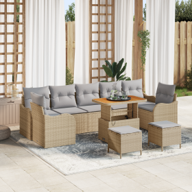 Juego de sofá de jardín de 10 piezas con cojines beige de ratán de , Sofás de exterior - Ref: Foro24-3362252, Precio: 665,39 ...