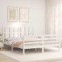 Weißer Massivholzbettrahmen mit Kopfteil 160x200 cm von vidaXL, Betten und Lattenroste - Ref: Foro24-3194127, Preis: 155,42 €...