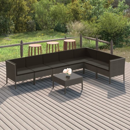 Garden furniture set 8 pieces and gray synthetic rattan cushions by vidaXL, Garden sets - Ref: Foro24-3094430, Price: 707,77 ...