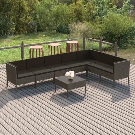 Garden furniture set 8 pieces and gray synthetic rattan cushions by vidaXL, Garden sets - Ref: Foro24-3094430, Price: 616,37 ...