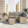 Juego de Sofá de Jardín de 8 Piezas con Cojines Beige Polirratán Acacia de , Sofás de exterior - Ref: Foro24-3362267, Precio:...