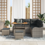 Sofá de jardín de 8 piezas con cojines gris ratán de , Sofás de exterior - Ref: Foro24-3362268, Precio: 520,34 €, Descuento: %