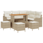 Set de Sofás de Jardín  de 9 Piezas con Cojines Beige de Poliratán y Acacia | Foro24.es | Tu tienda online para hogar, jardín y más Foro24.es