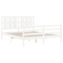 Weißer Massivholzbettrahmen mit Kopfteil 160x200 cm von vidaXL, Betten und Lattenroste - Ref: Foro24-3194127, Preis: 155,42 €...