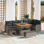 Conjunto de Sofá de Jardín de 9 Piezas con Cojines Gris Poliratán Acacia | Foro24.es | Tu tienda online para hogar, jardín y más Foro24.es